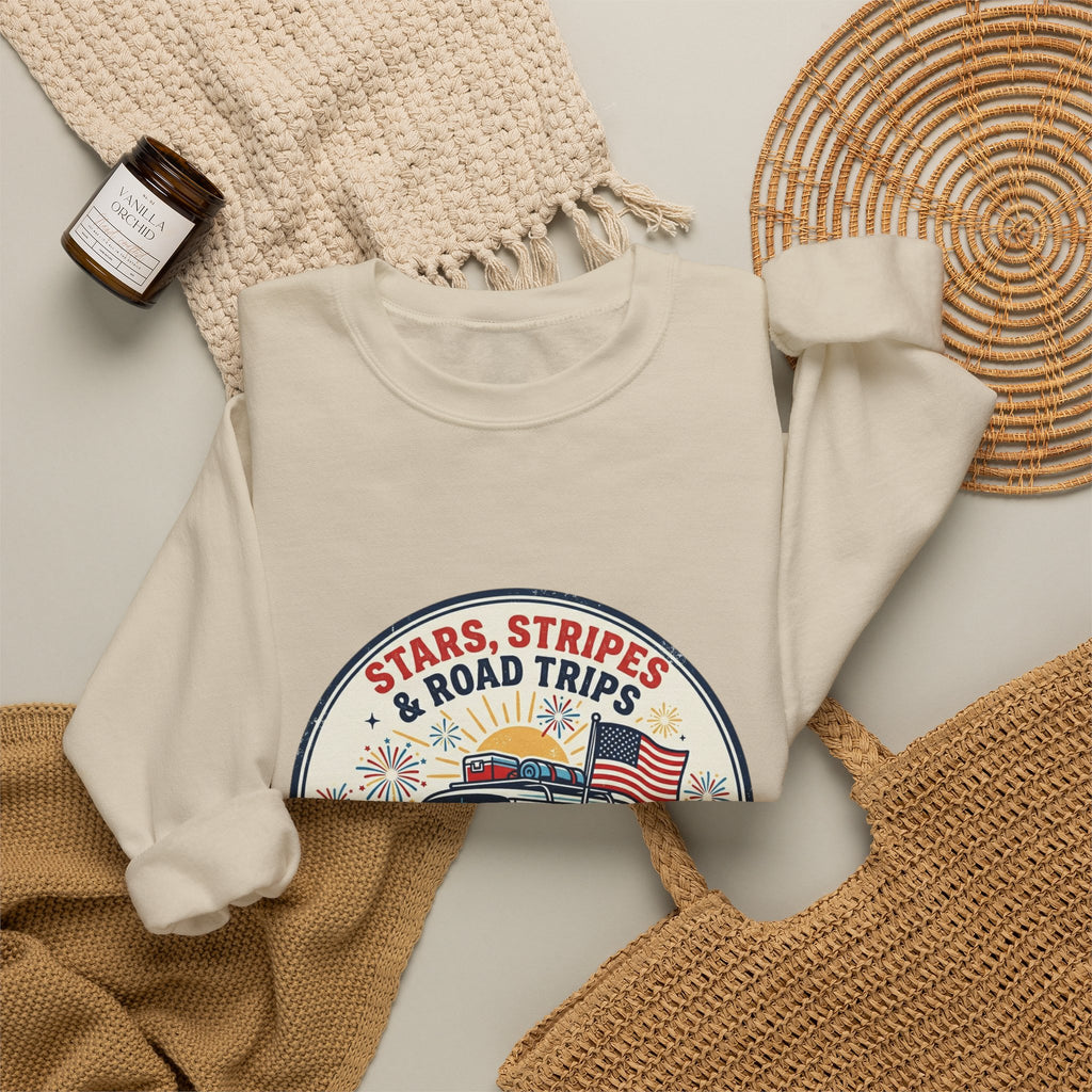 Stars & Stripes Road Trips Sweatshirt | vintage USA, red white blue