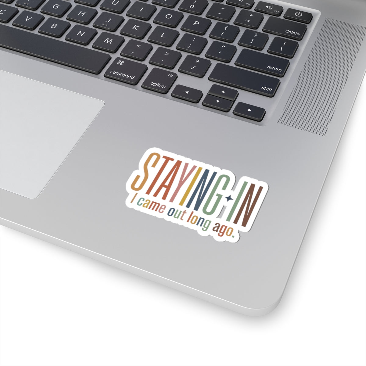 Staying In sticker | Homebody aesthetic, cozy retro type kiss-cut sticker