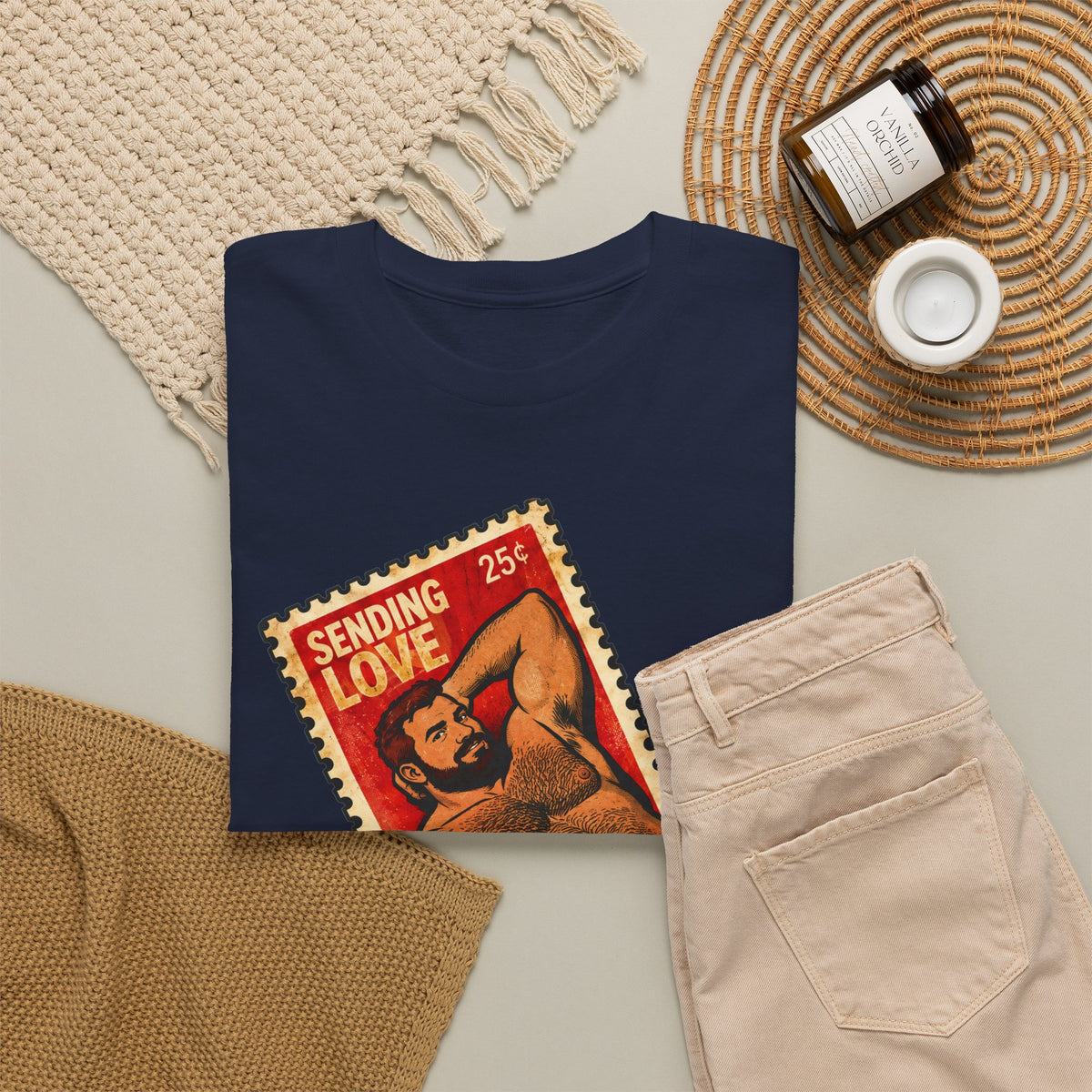 Gay Bear Shirt – Vintage Bear Pride Pin-Up T-Shirt, Retro Postage Stamp Art, LGBTQ Bear Culture Tee