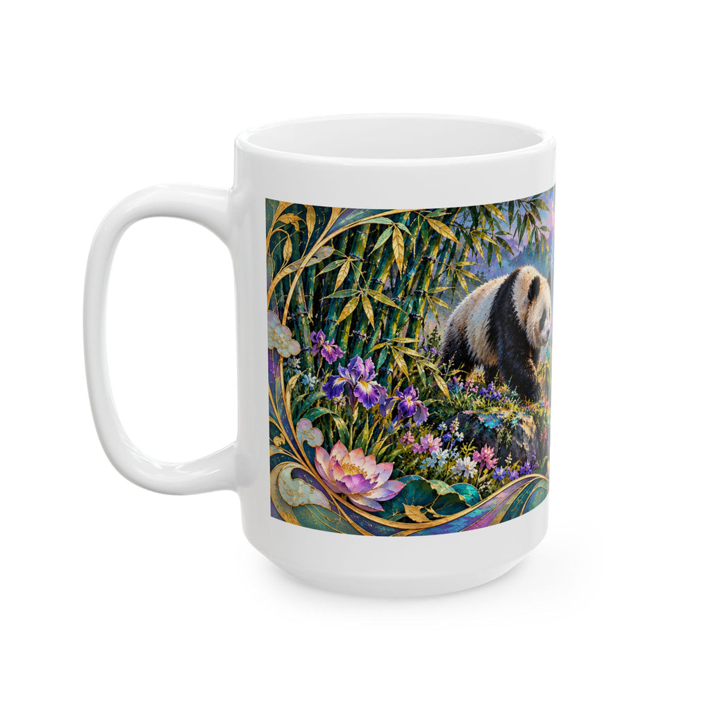 Panda Mug – Asian-Inspired Art Nouveau Panda Bear Coffee Cup, Bamboo Nature Gift