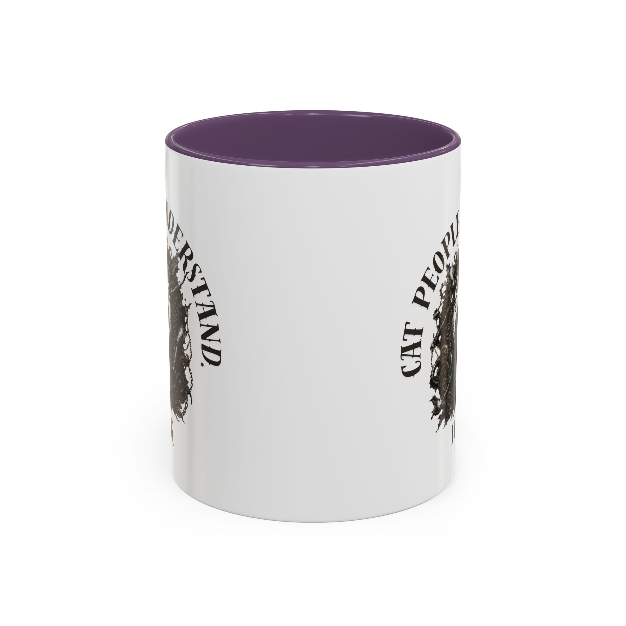 Cat People Understand Accent Mug — 'IYKYK' Black-Trim Coffee Cup. Cat lovers. Cat people. Cat mug.