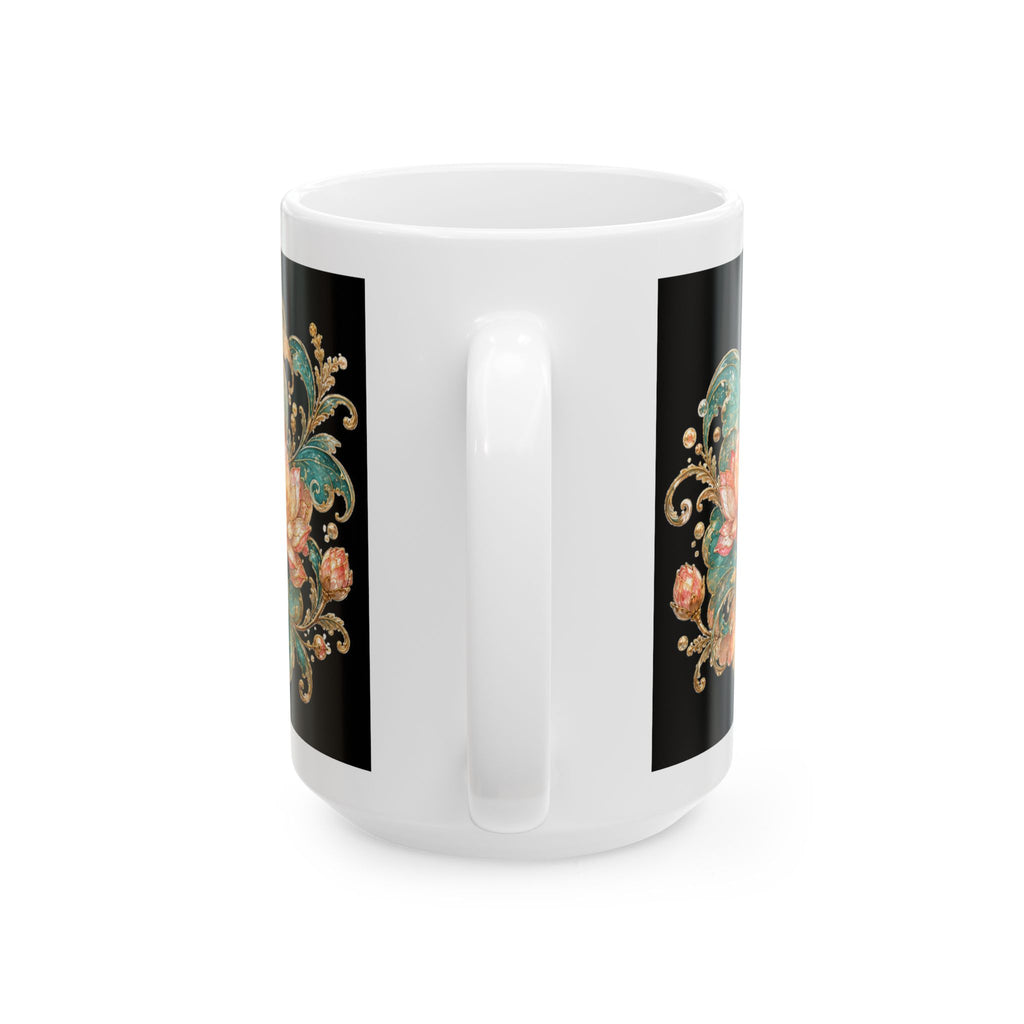 Memory: 3 Seconds, Regrets: 0 Ceramic Mug — Vintage Floral Koi Coffee Cup