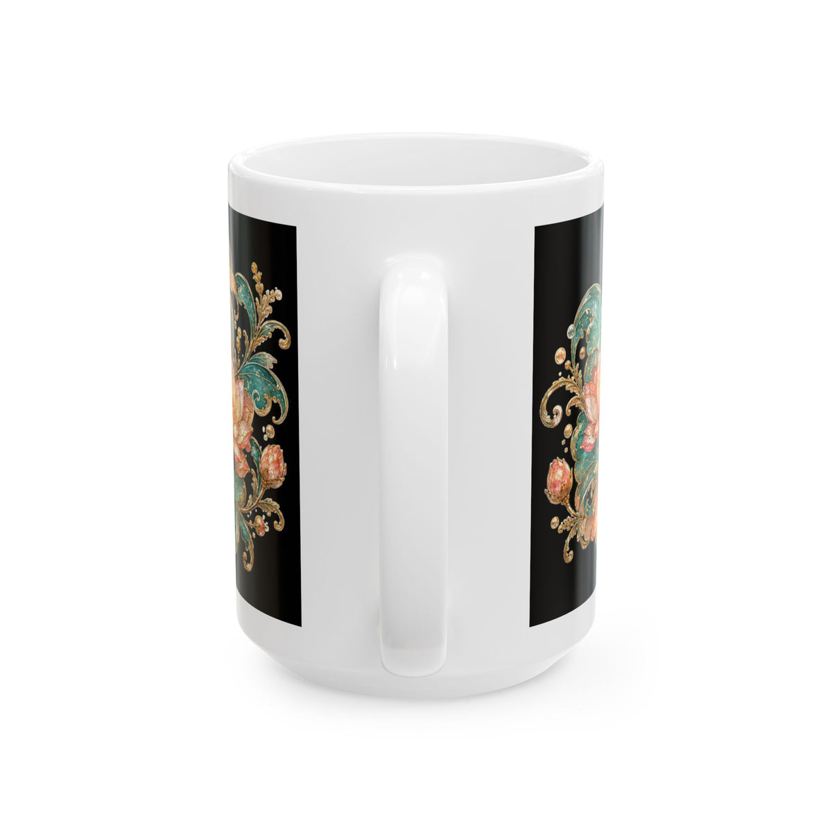 Memory: 3 Seconds, Regrets: 0 Ceramic Mug — Vintage Floral Koi Coffee Cup
