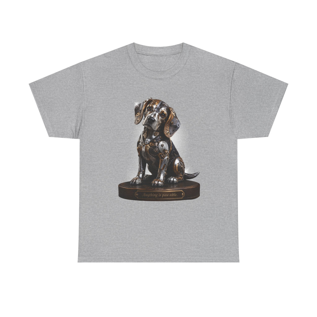 Beagle Tee – Cute Sitting Puppy Graphic T-Shirt. Beagle Puppy sitting on a trophy stand.