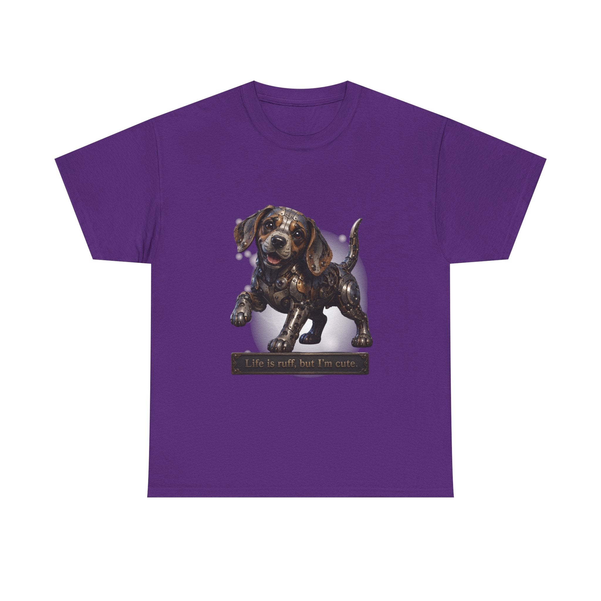 Steampunk Beagle Puppy T-Shirt — "Life is Ruff, but I'm cute." Cute Wiener Dog Tee. Beagle lovers best gift.