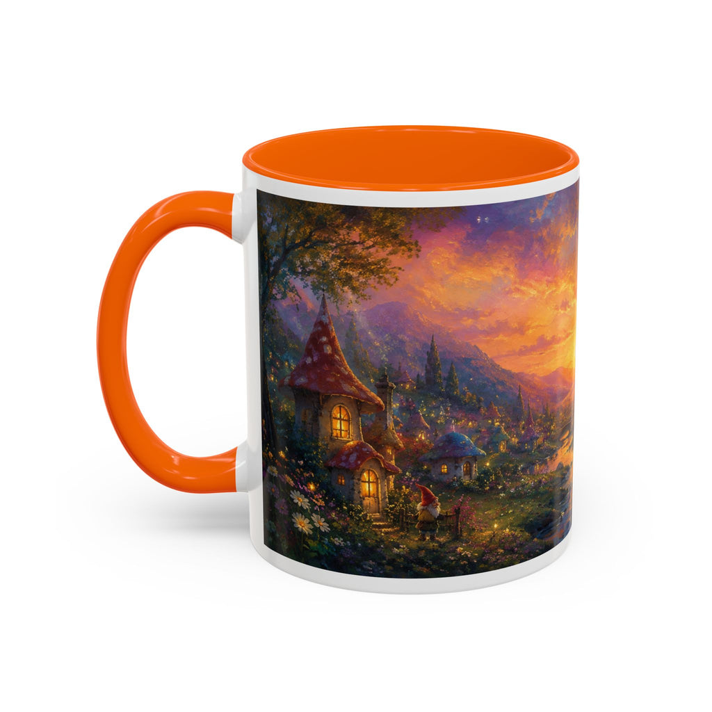 Fantasy Sunset Coffee Mug — Whimsical Village Sunrise Art Accent Mug (11/15oz)