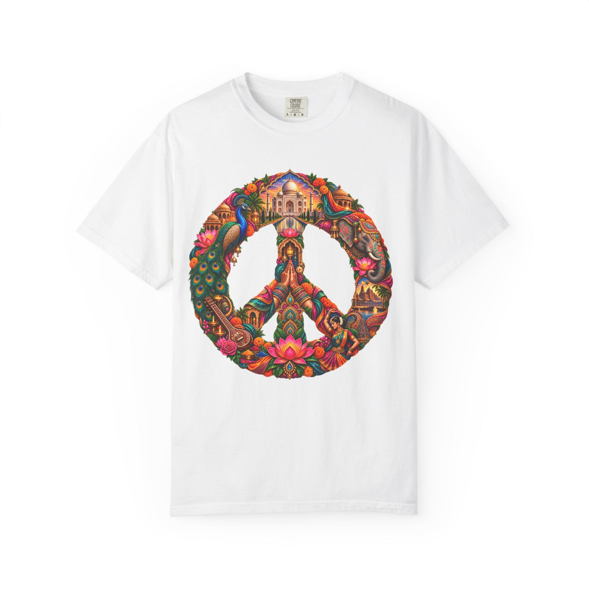Peace Sign Floral T-Shirt — Colorful Boho Hippie Graphic Tee