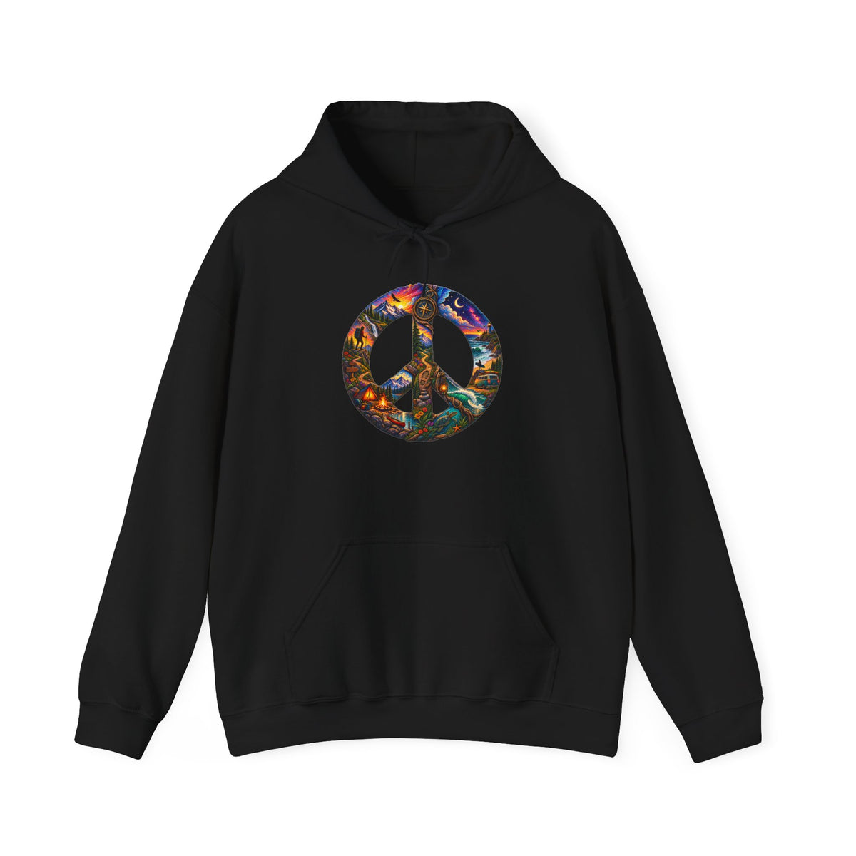 Peace Sign Hoodie — Colorful Floral Psychedelic Peace Symbol Sweatshirt