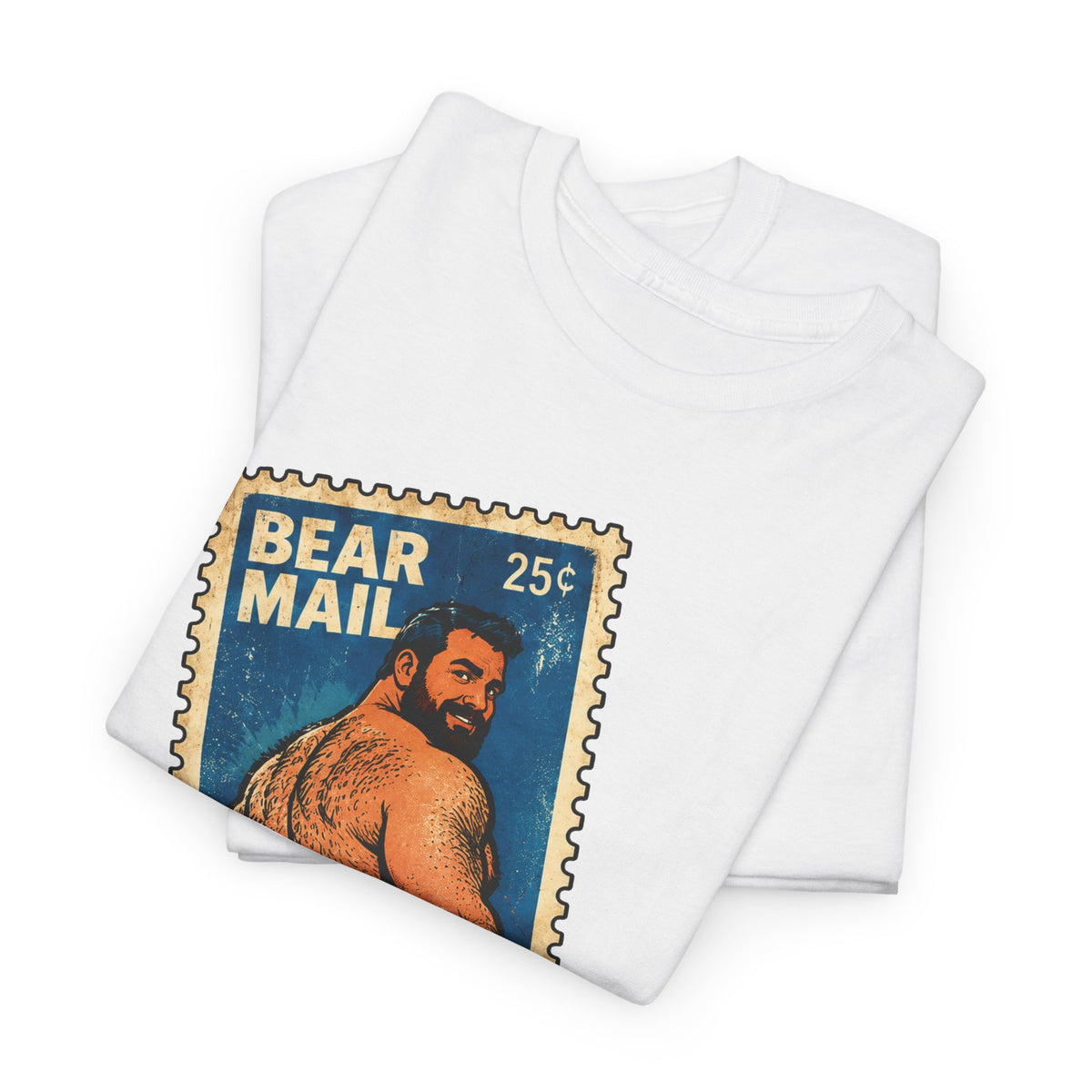 Gay Bear Shirt – Vintage Bear Pride Pin-Up T-Shirt, Retro Postage Stamp Art, LGBTQ Bear Culture Tee, Fur Ever