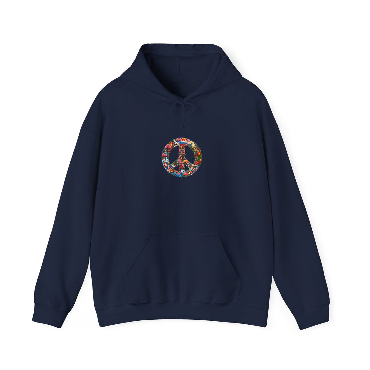 Peace Symbol Hoodie – Colorful Floral Hippie Peace Sign Pullover