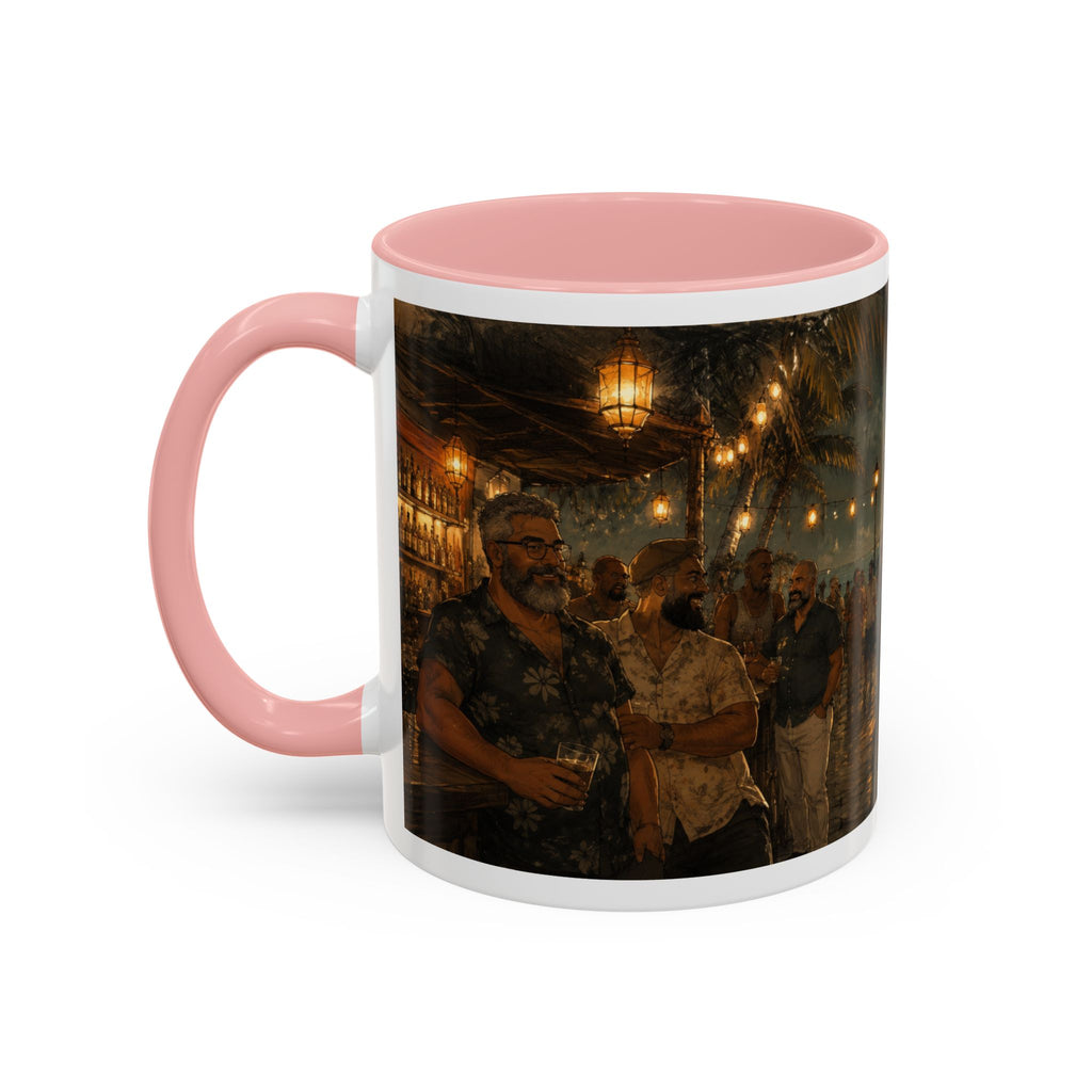 Tropical Night Market Coffee Mug — Moonlit Street Scene Accent Mug (11/15oz) This is a Bear community Bear event coffee Mug.