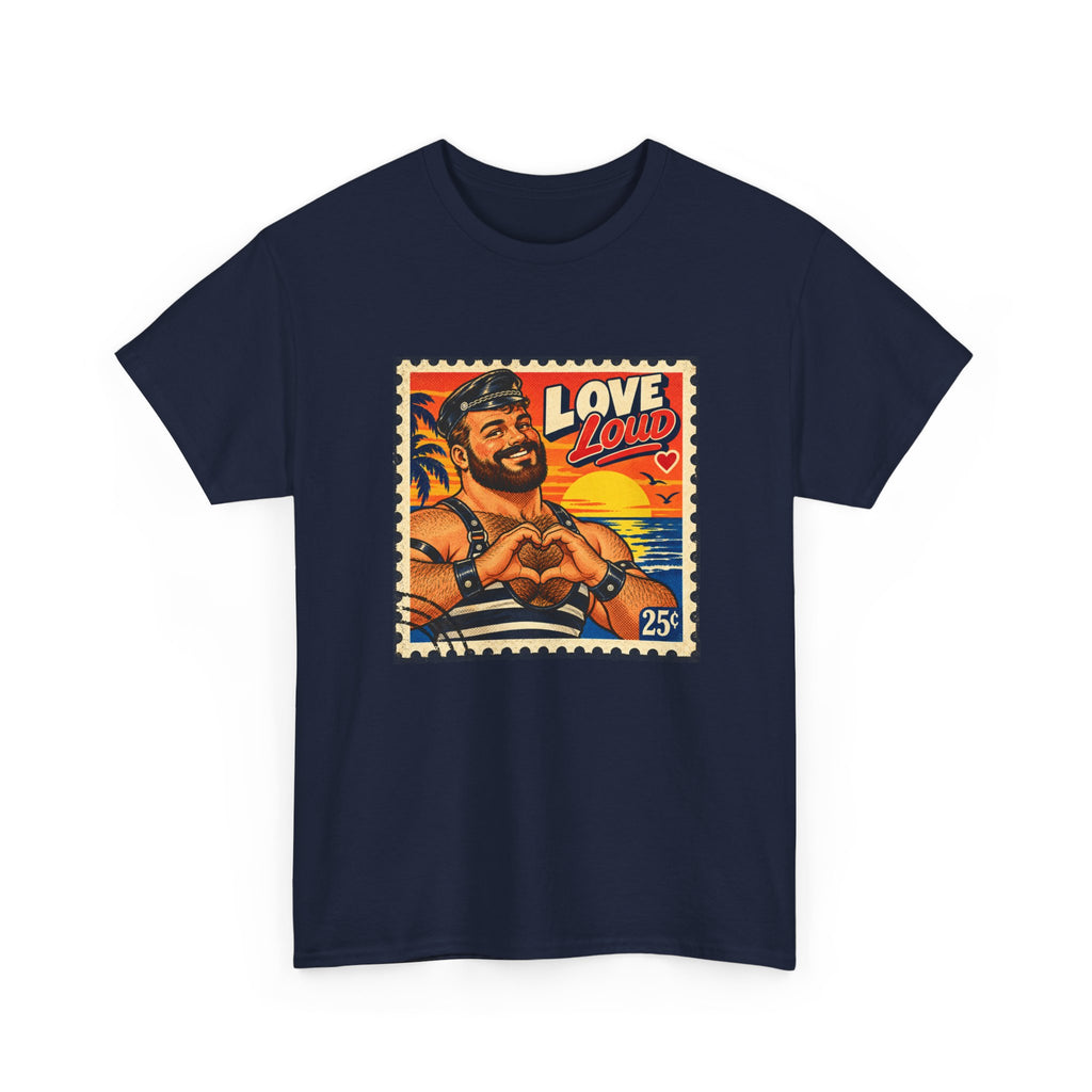 Gay Bear Shirt – Vintage Bear Pride Pin-Up T-Shirt, Retro Postage Stamp Art, LGBTQ Bear Culture Tee.