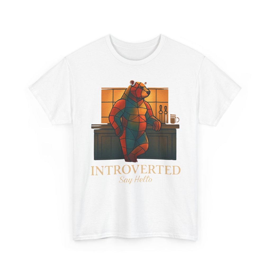 Introverted Bear Man T-Shirt — 'Say Hello' Bar Humor Tee