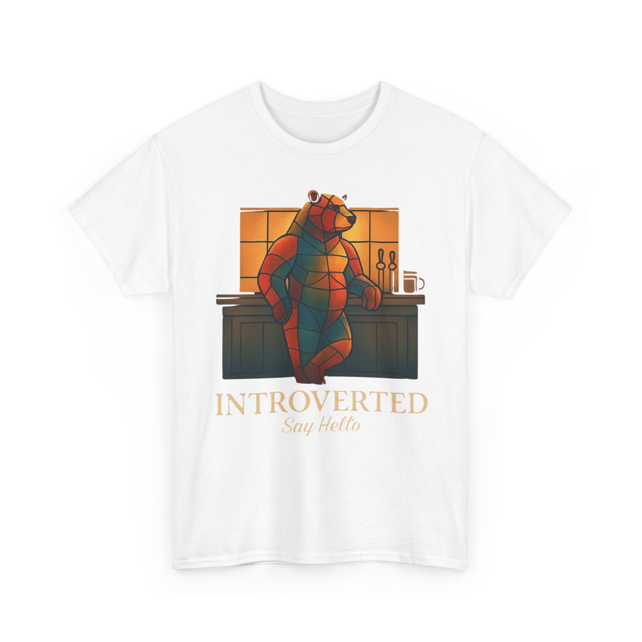 Introverted Bear Man T-Shirt — 'Say Hello' Bar Humor Tee