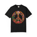 Peace Sign Floral T-Shirt — Colorful Boho Hippie Graphic Tee