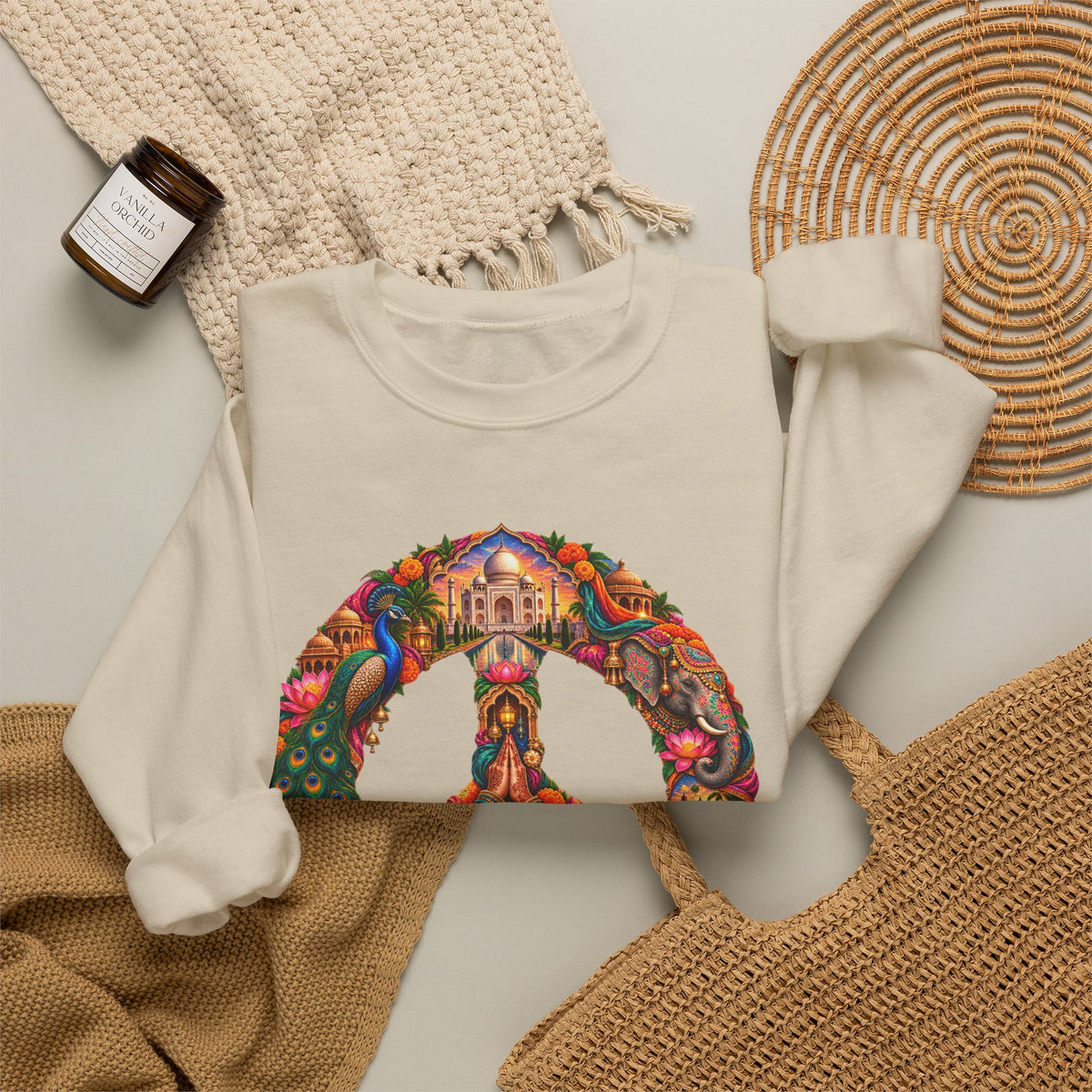 Floral Peace Sign Crewneck Sweatshirt — Psychedelic Hippie Vibe