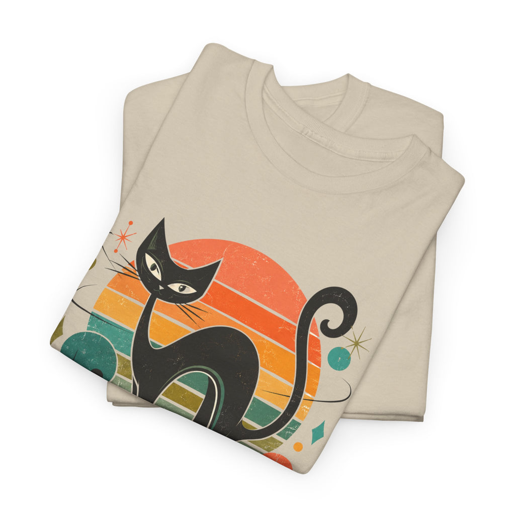 You Had Me At Meow Tee — Retro Cat Graphic T-Shirt. Tangentsies Cat in Retro Mod