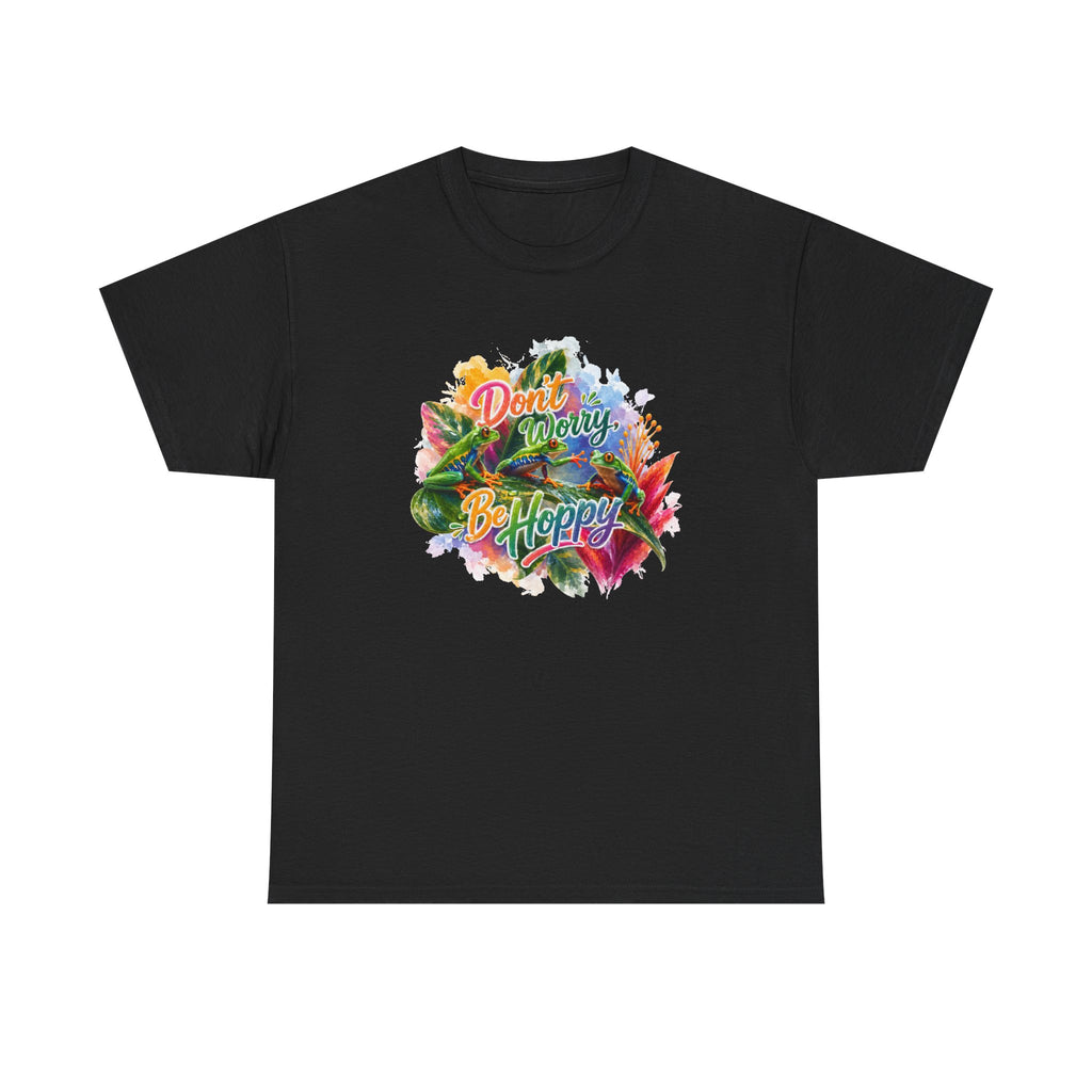 T-Shirt — "Don't Worry Be Hoppy" Tropical Frog Graphic Tee