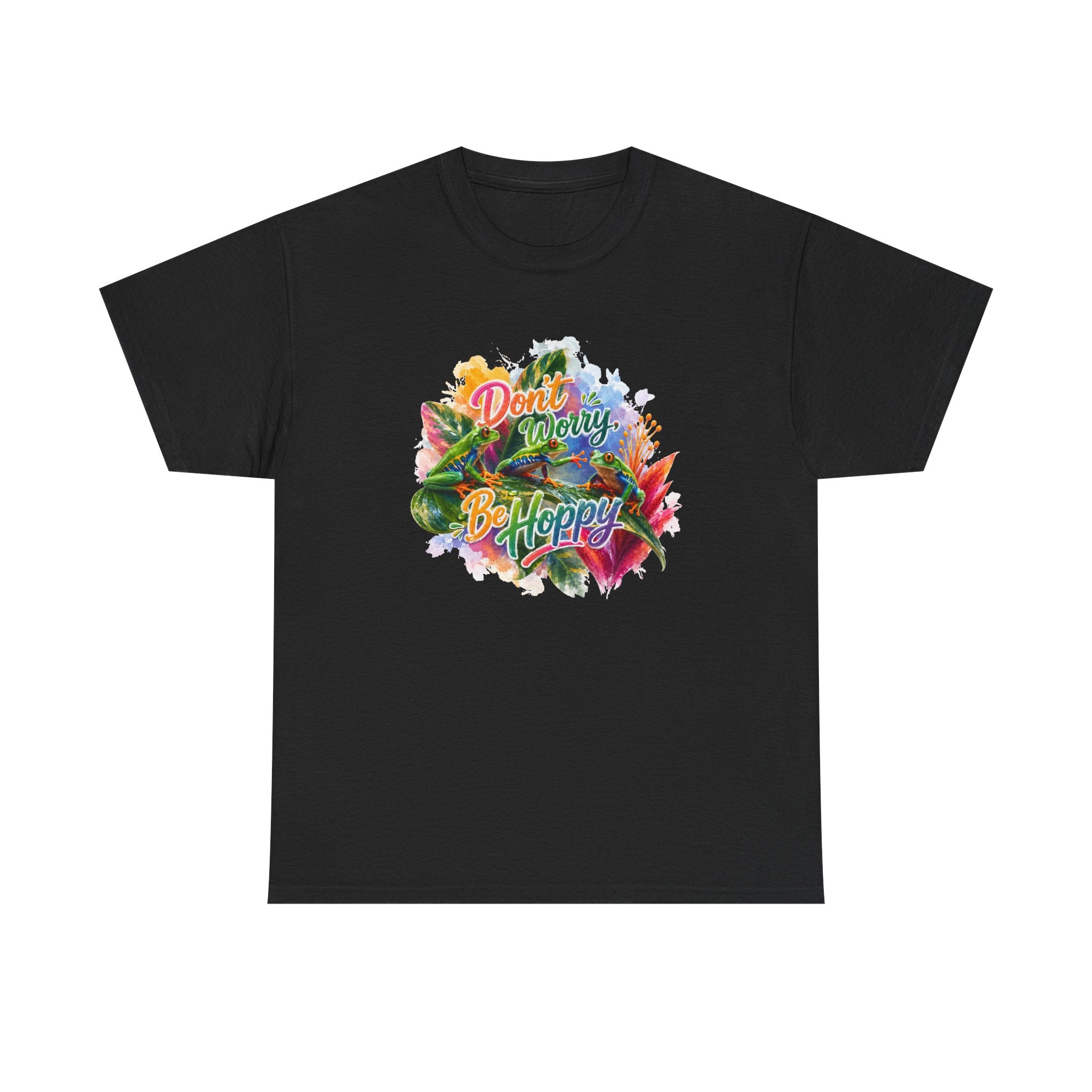 T-Shirt — "Don't Worry Be Hoppy" Tropical Frog Graphic Tee