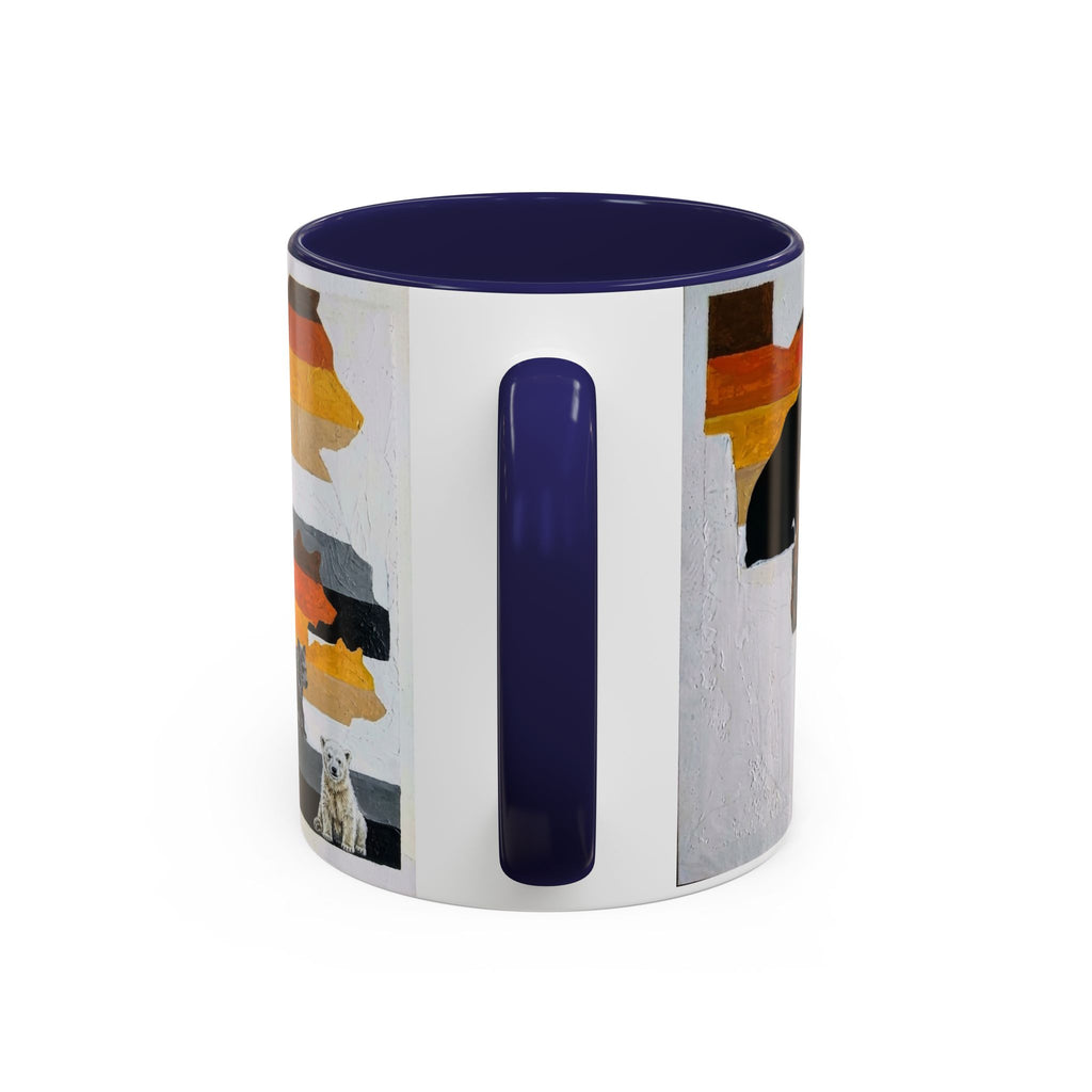 Bear Silhouette Accent Coffee Mug — Sunset Mountain Wildlife Design (11/15oz) Bear Pride. Leather man pride. Bears in leather.