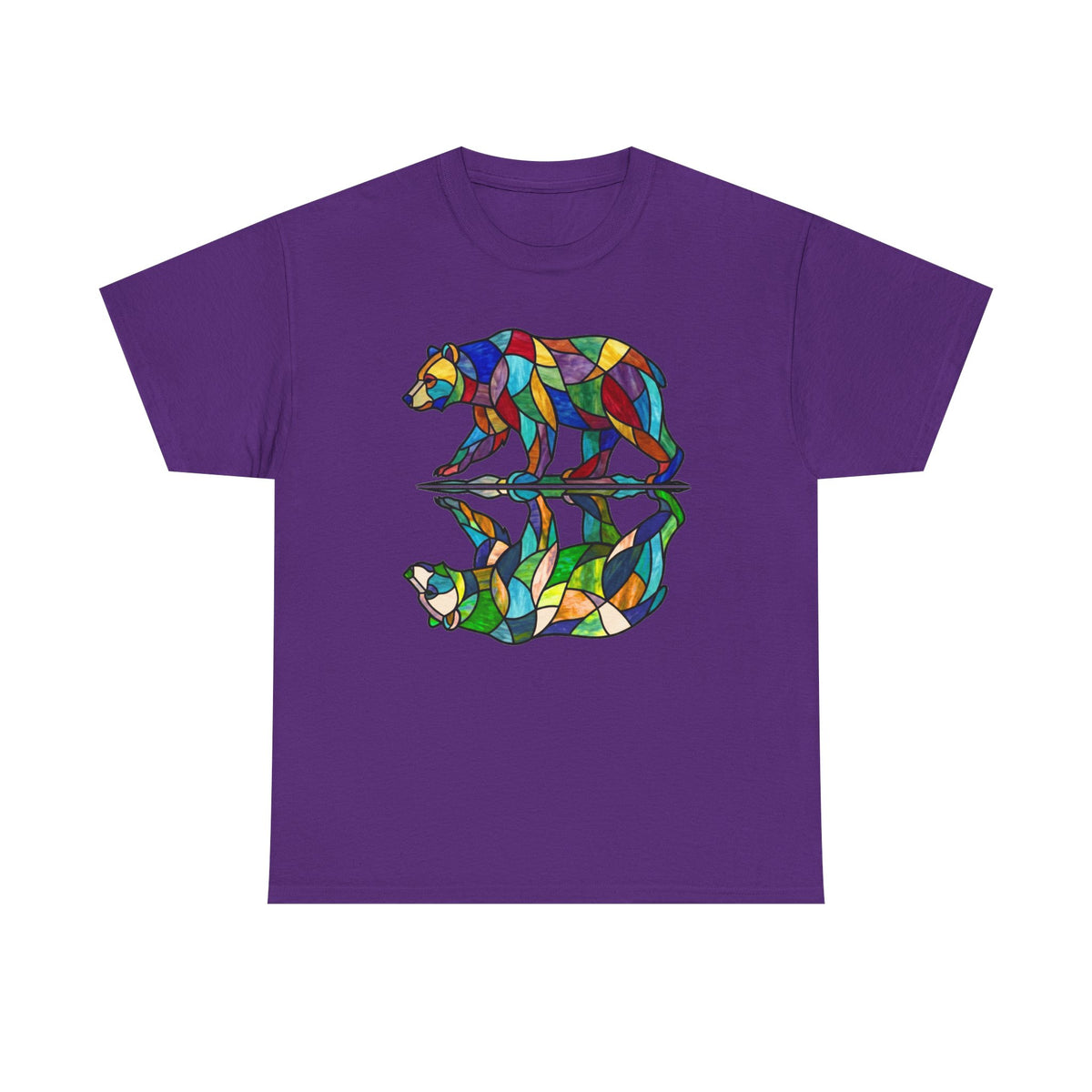 Stained Glass Bear Reflection T-Shirt — Colorful Nature Graphic Tee