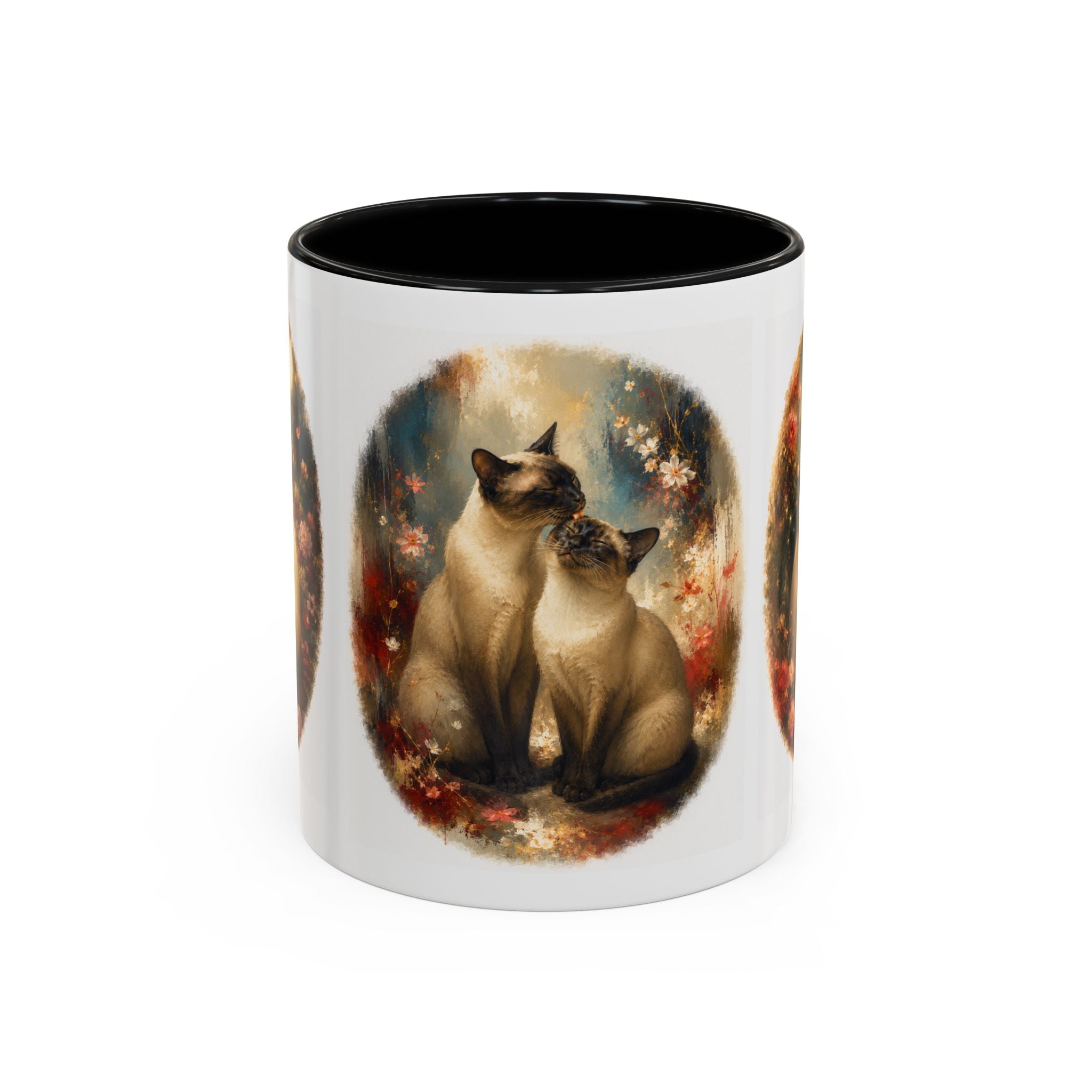 Siamese Cats Coffee Mug — Romantic Moonlit Cat Art Accent Mug (11/15oz)