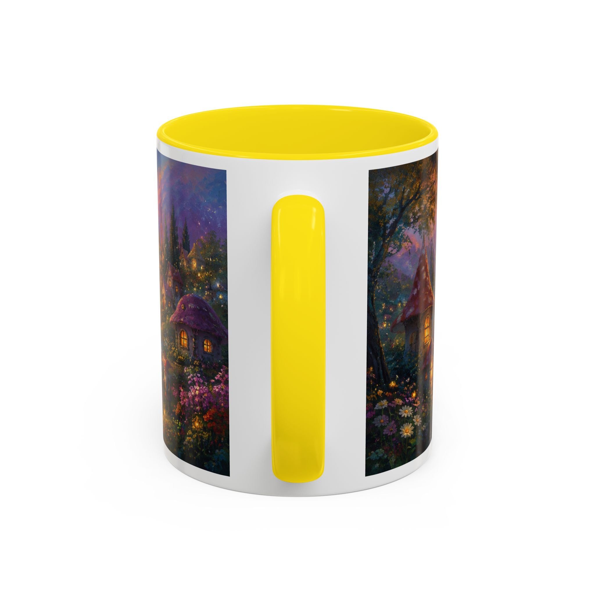 Fantasy Sunset Coffee Mug — Whimsical Village Sunrise Art Accent Mug (11/15oz)