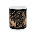 Goldfish Ceramic Mug — "Powered by Goldfish" Mystical Aquatic Coffee Cup (11oz/15oz)