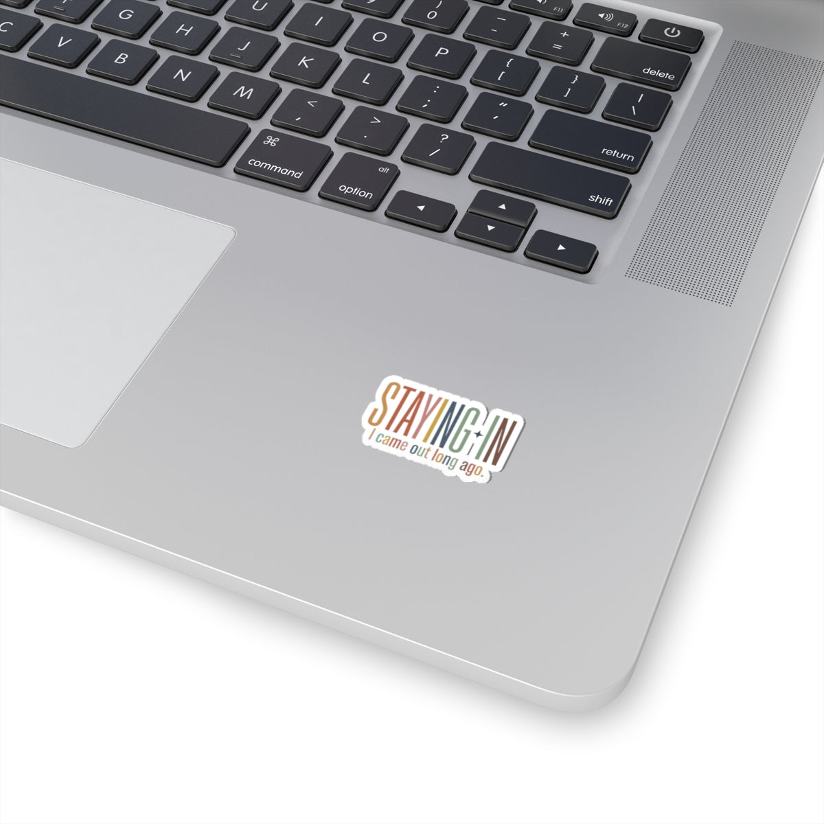 Staying In sticker | Homebody aesthetic, cozy retro type kiss-cut sticker