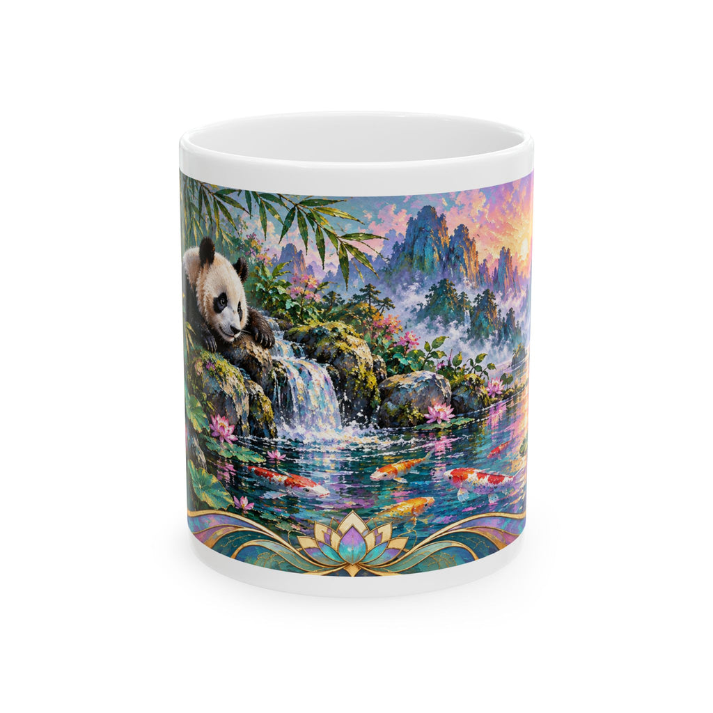 Panda Mug – Asian-Inspired Art Nouveau Panda Bear Coffee Cup, Bamboo Nature Gift