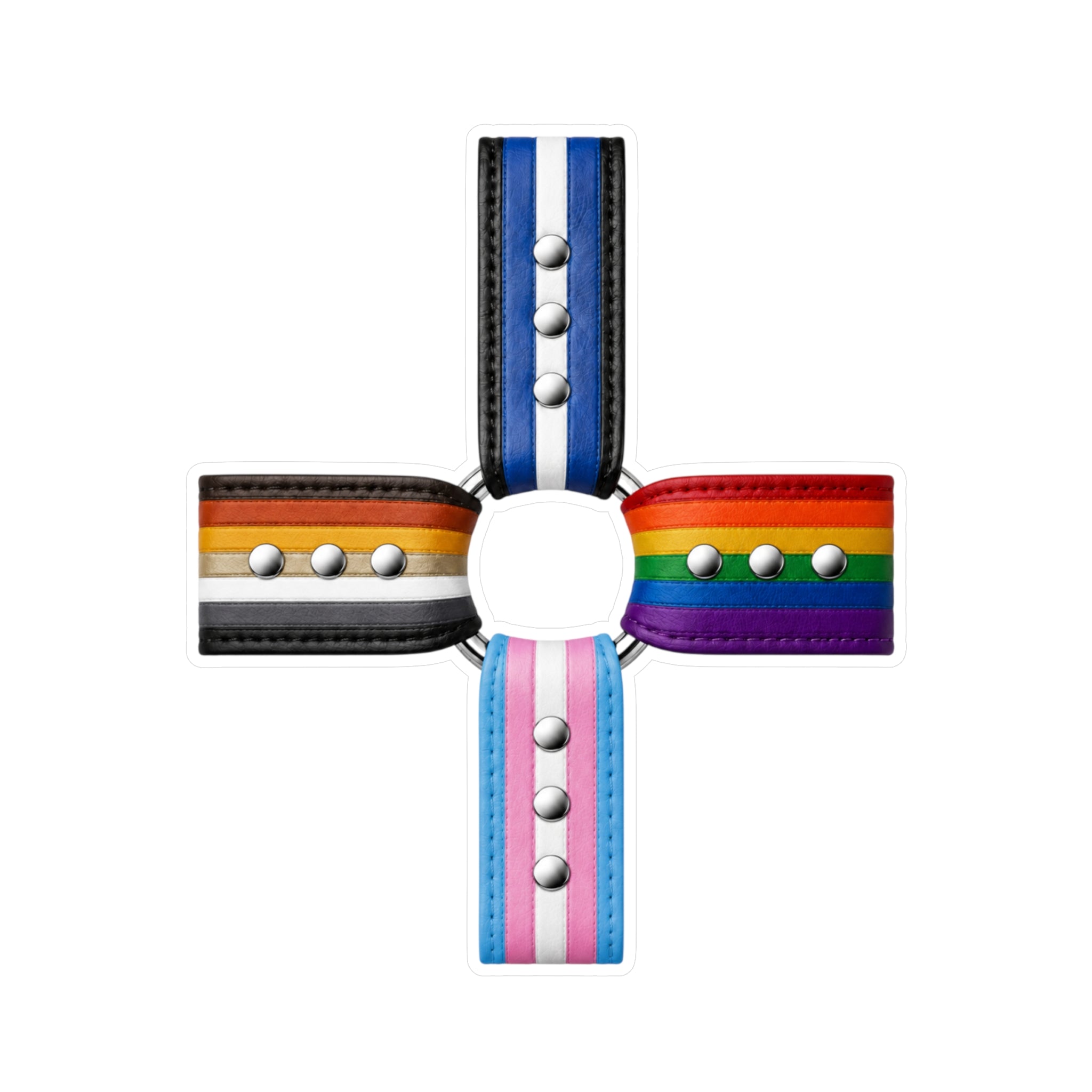 Pride Flag Cross Vinyl Sticker — Kiss-Cut LGBTQ+ Ally Decal (Rainbow, Trans & Stripes)