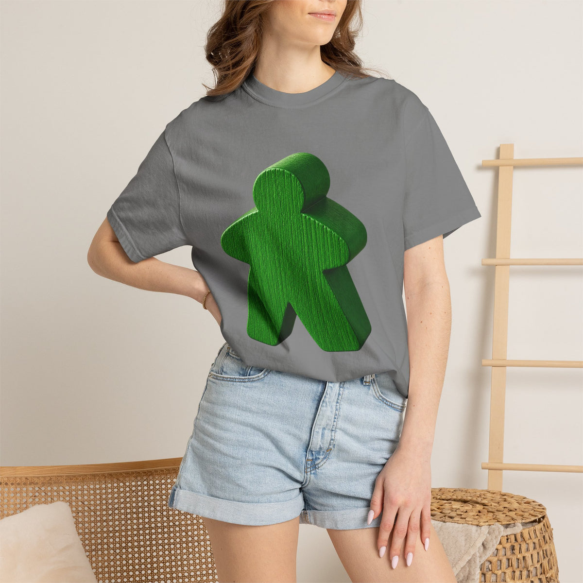 Meeple Graphic T‑Shirt — Green Board Game Gamer Tee