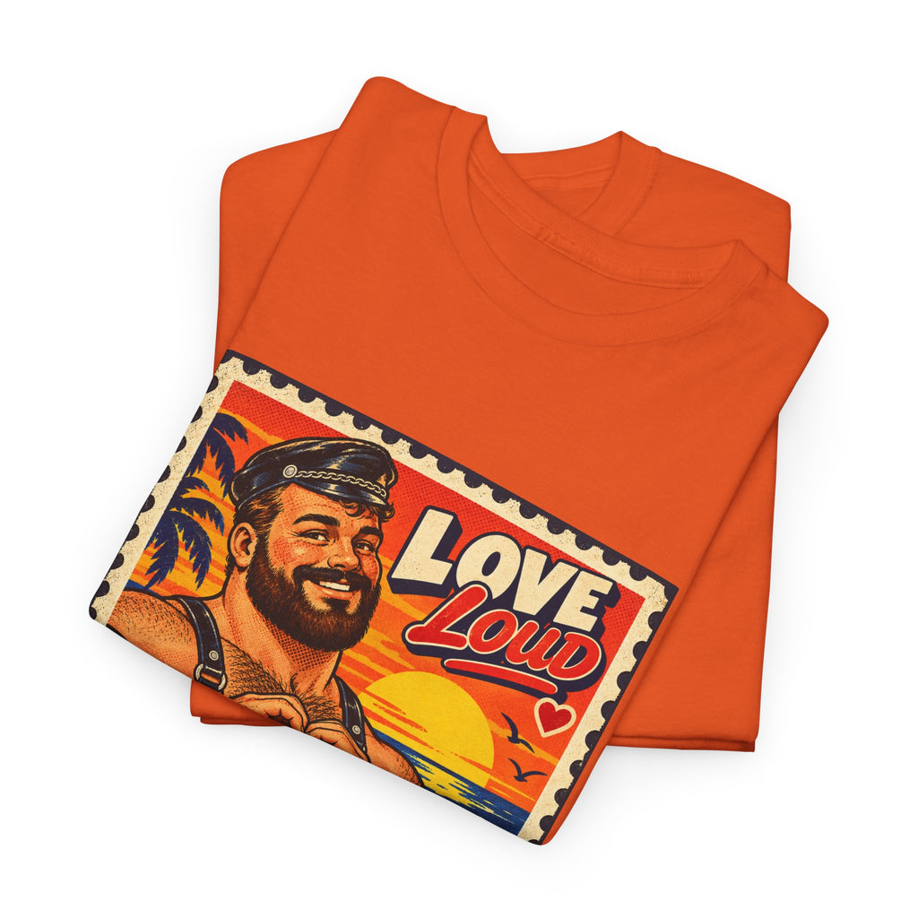 Gay Bear Shirt – Vintage Bear Pride Pin-Up T-Shirt, Retro Postage Stamp Art, LGBTQ Bear Culture Tee.