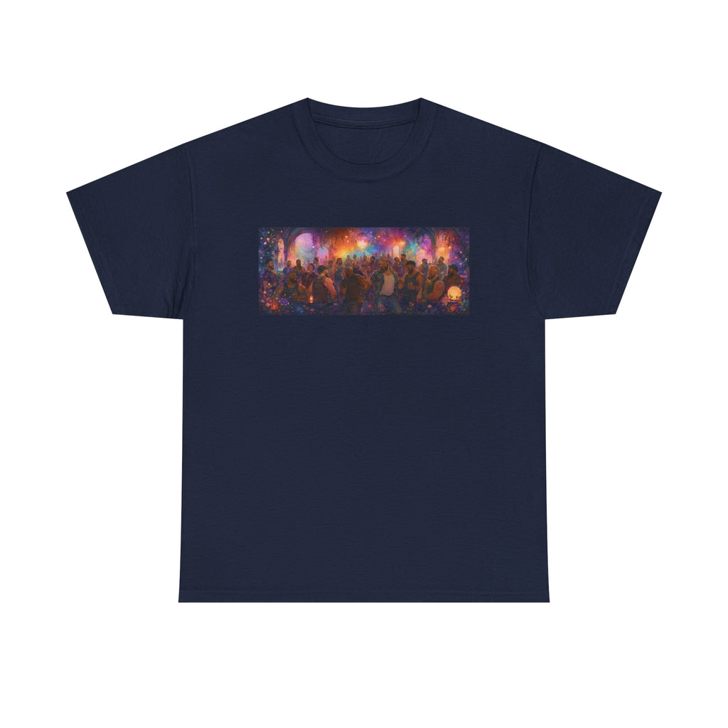 Festival Crowd Sunset Bear Party Graphic Tee. Bears dancing the night away.