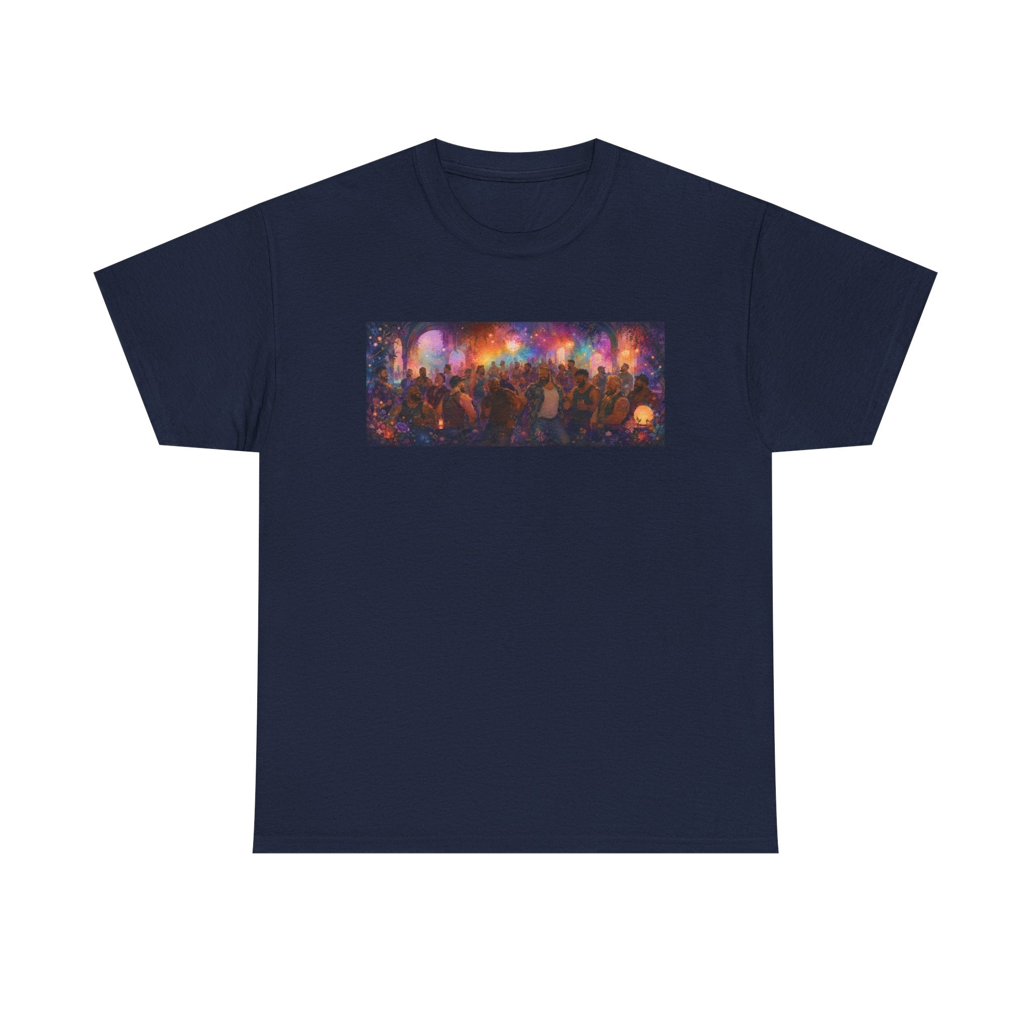 Festival Crowd Sunset Bear Party Graphic Tee. Bears dancing the night away.