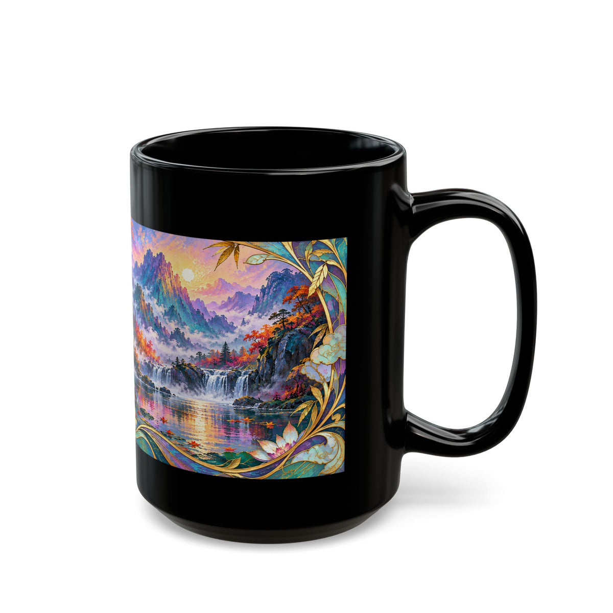 Panda Mug – Asian-Inspired Art Nouveau Panda Bear Coffee Cup, Bamboo Nature Gift