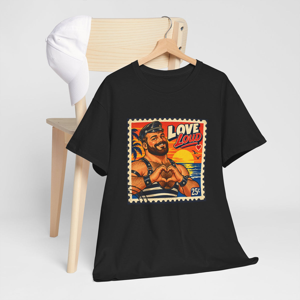 Gay Bear Shirt – Vintage Bear Pride Pin-Up T-Shirt, Retro Postage Stamp Art, LGBTQ Bear Culture Tee.
