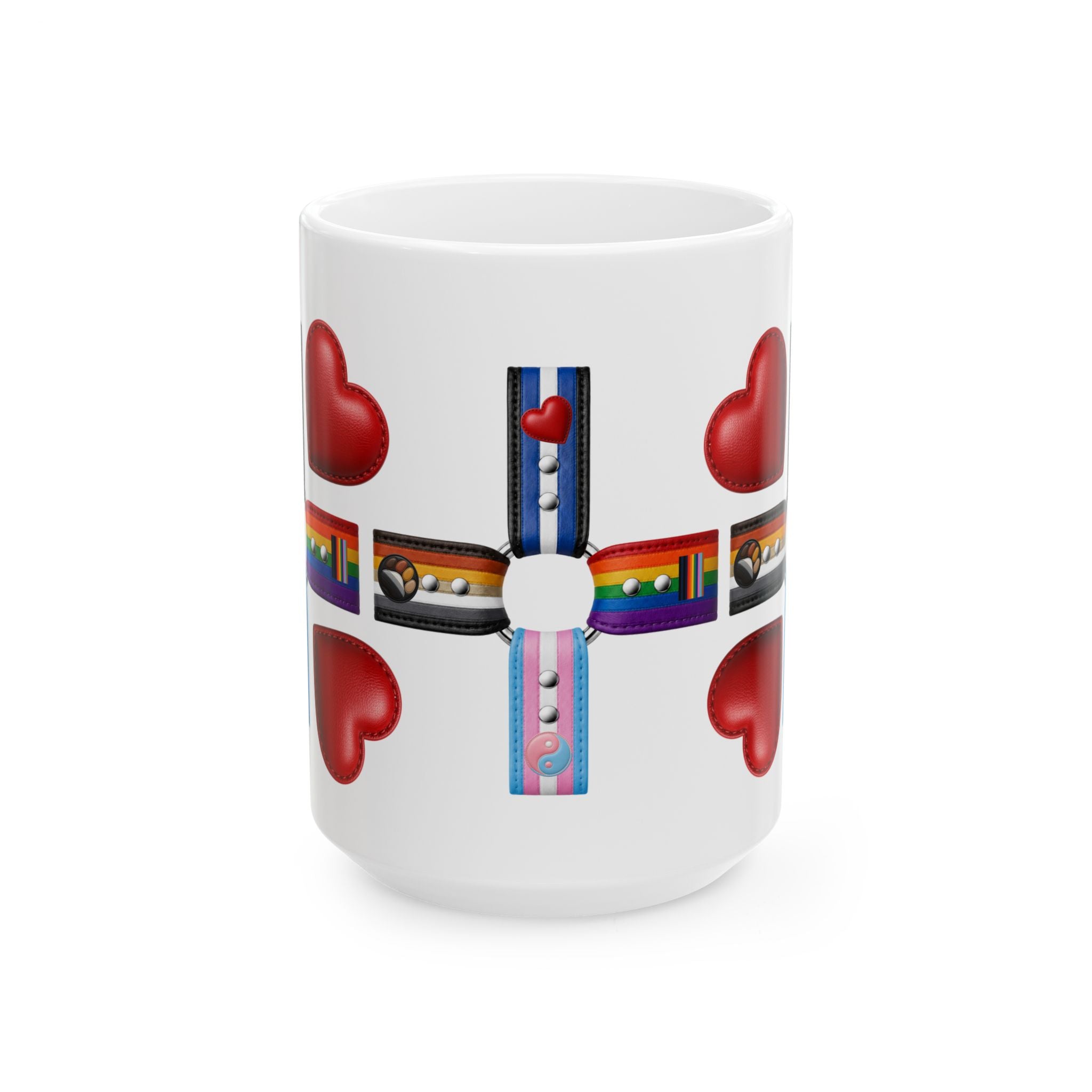 LGBTQ+ Pride Heart Cross Ceramic Mug (11oz/15oz)
