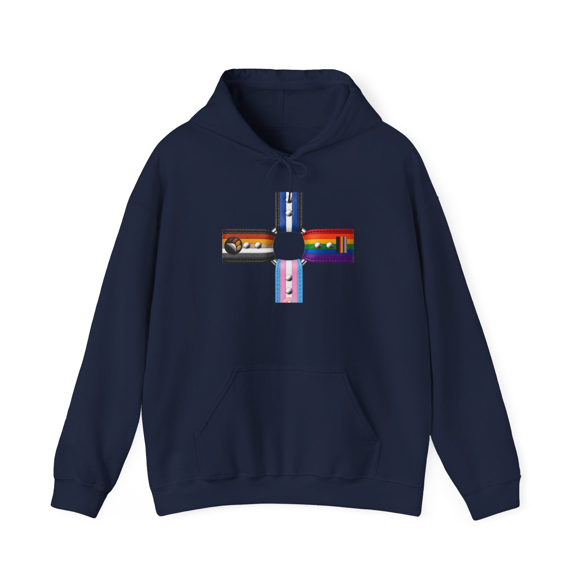Hoodie — Inclusive Pride Flag Cross Design