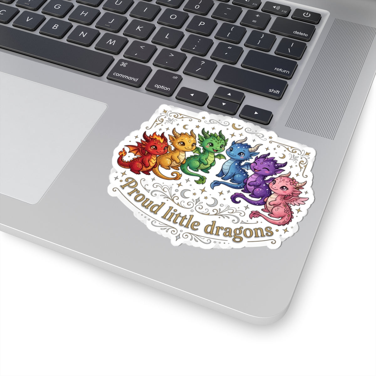 Kiss-Cut Sticker — "Proud Little Dragons" Rainbow Baby Dragon Decal