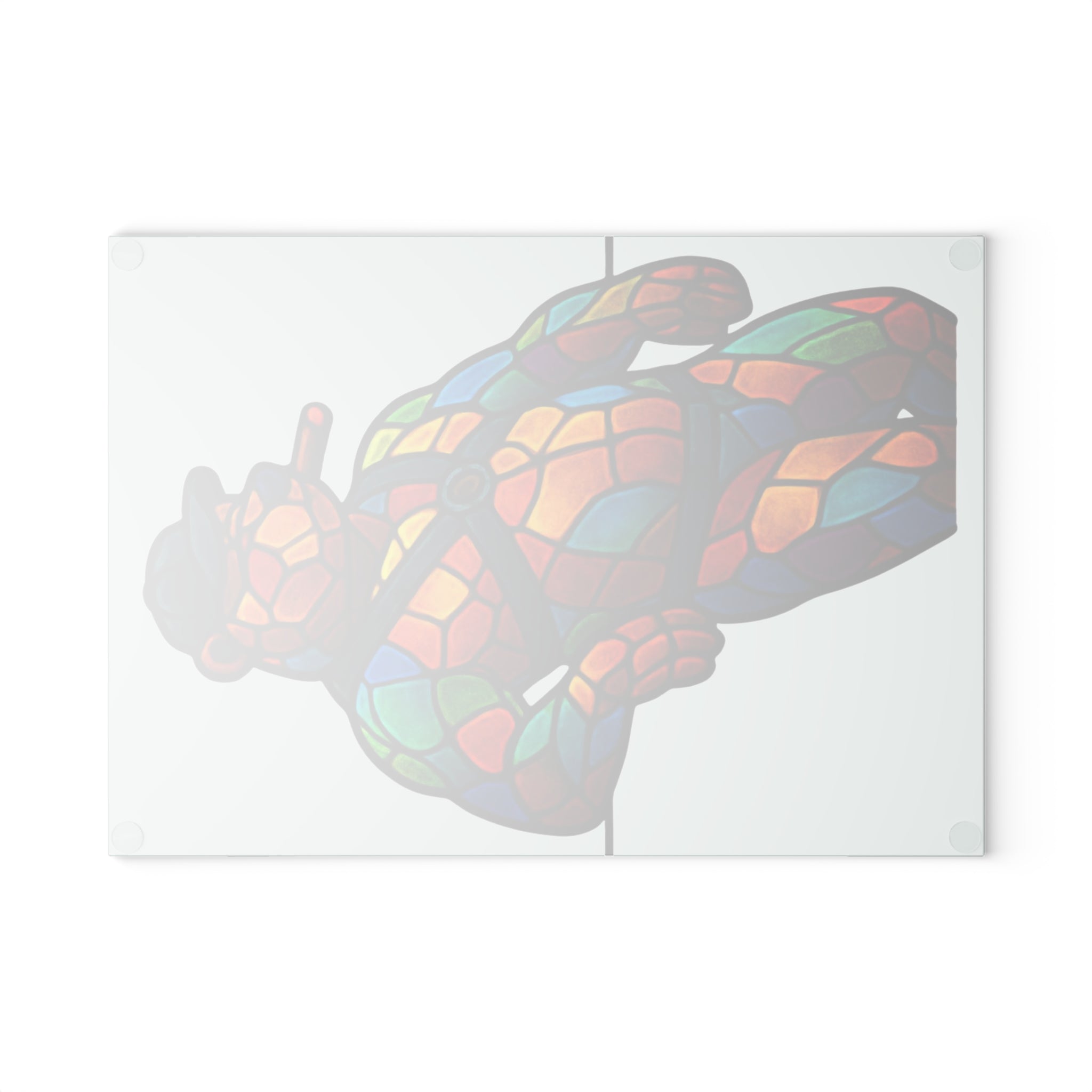 Stained Glass Bear Glass Cutting Board — Tiffany-Style Leather Bear Design