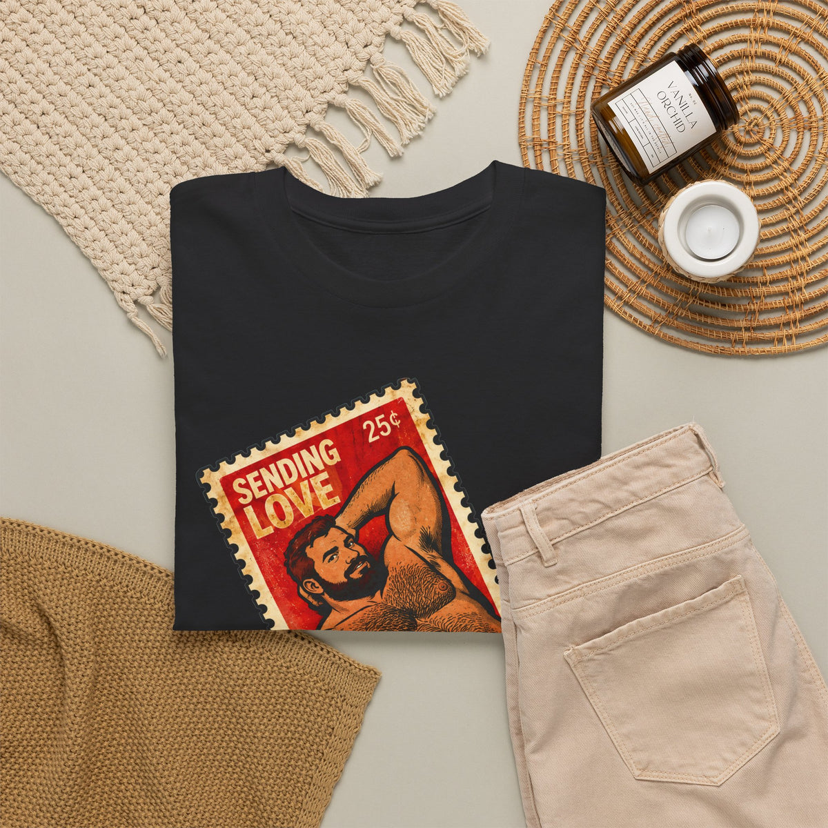 Gay Bear Shirt – Vintage Bear Pride Pin-Up T-Shirt, Retro Postage Stamp Art, LGBTQ Bear Culture Tee
