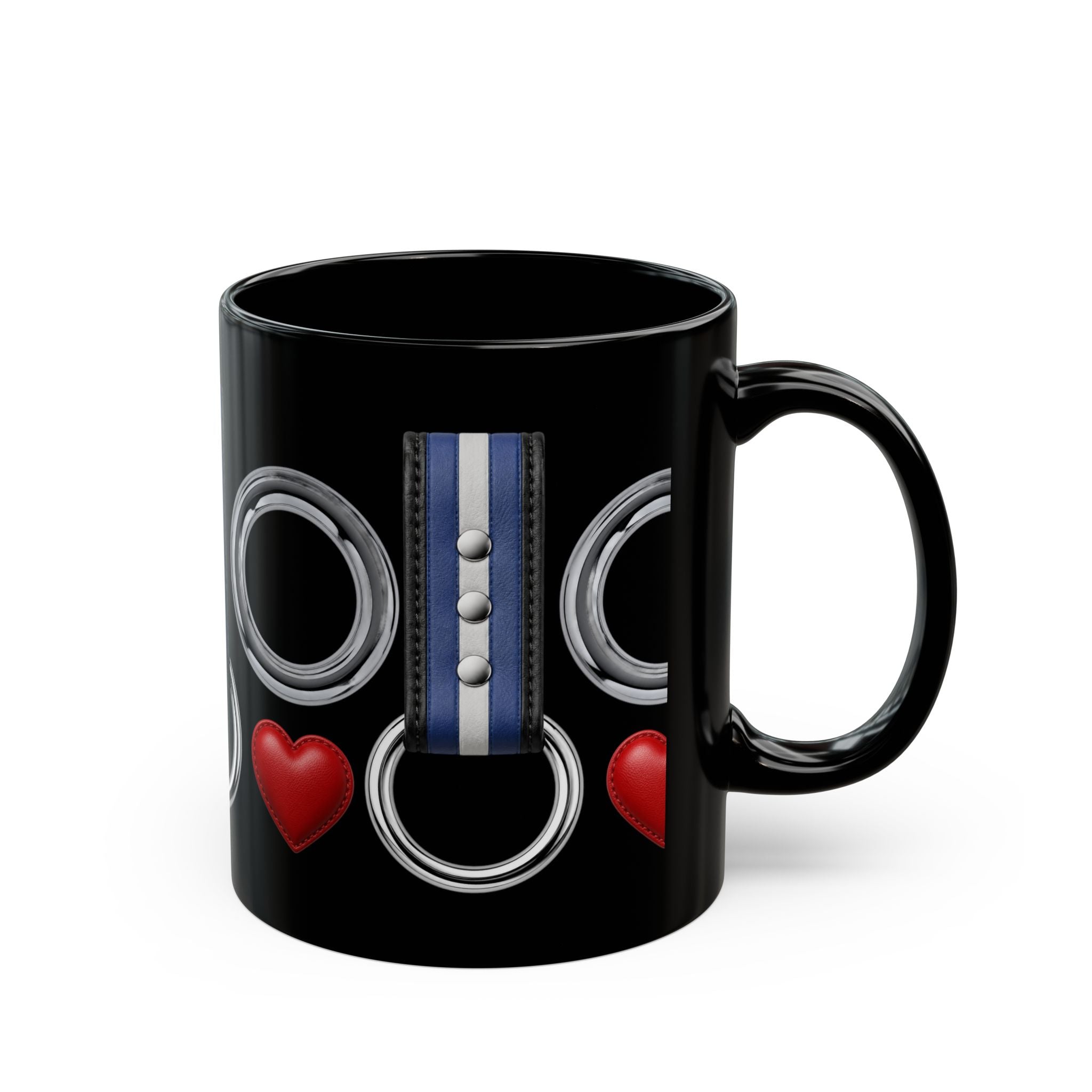 Bondage Collar & Heart Black Mug – Kink Pride Coffee Cup