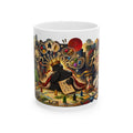 Board Game Art Ceramic Mug - Colorful Meeples, Dice & Strategy Scene (11oz/15oz)