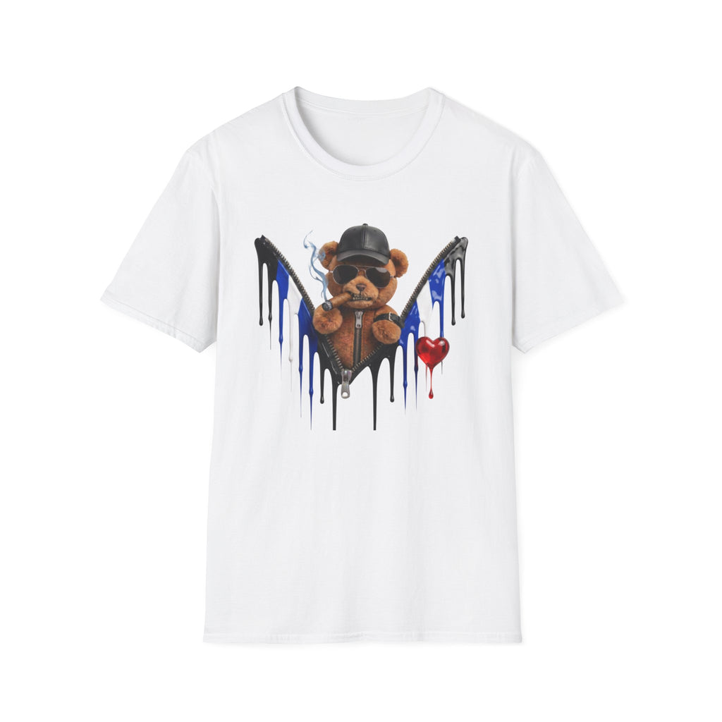 Edgy Graffiti Teddy T‑Shirt — Dripping Wings & Heart Streetwear