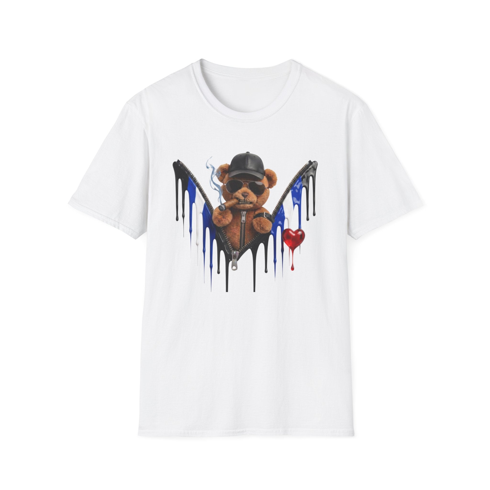 Edgy Graffiti Teddy T‑Shirt — Dripping Wings & Heart Streetwear