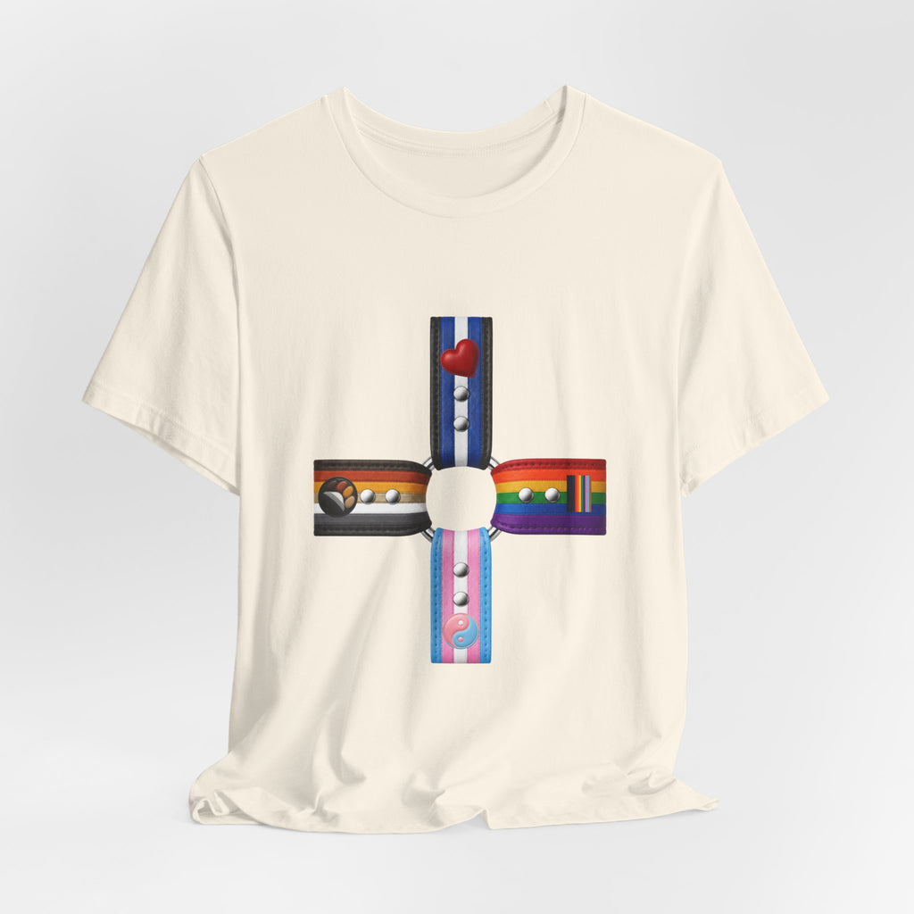 Cross of Pride T‑Shirt — LGBTQ+ Flag Collage Tee