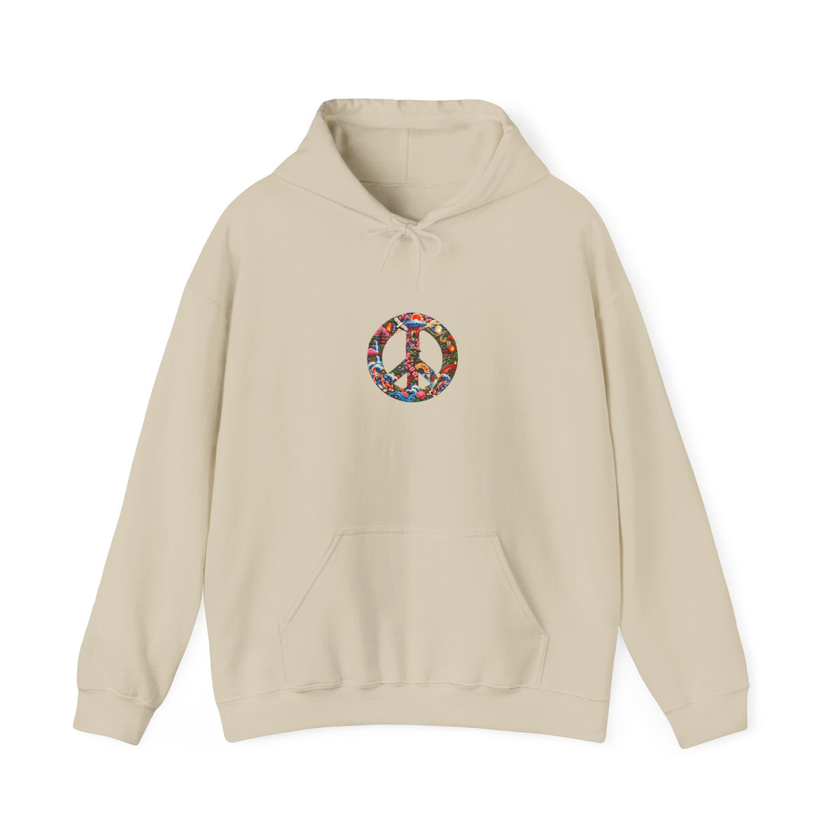 Peace Symbol Hoodie – Colorful Floral Hippie Peace Sign Pullover