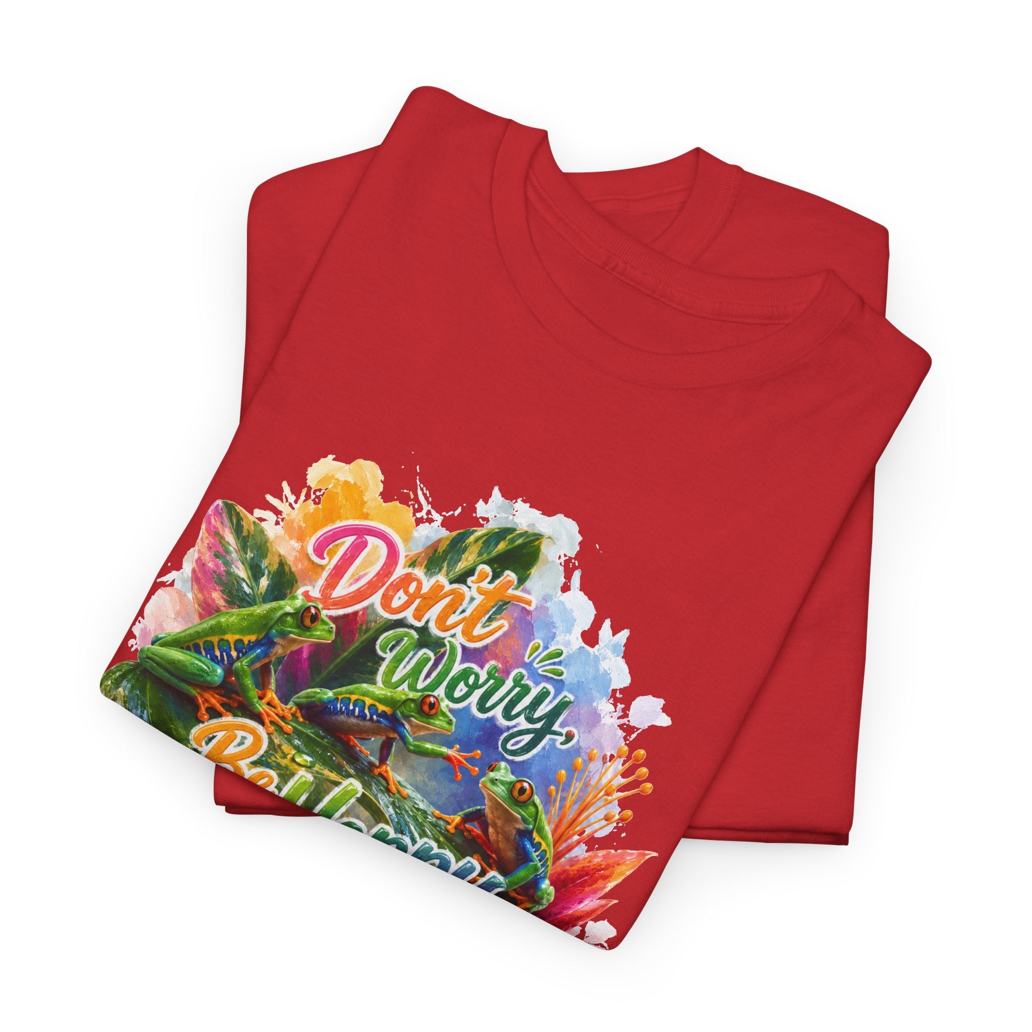T-Shirt — "Don't Worry Be Hoppy" Tropical Frog Graphic Tee