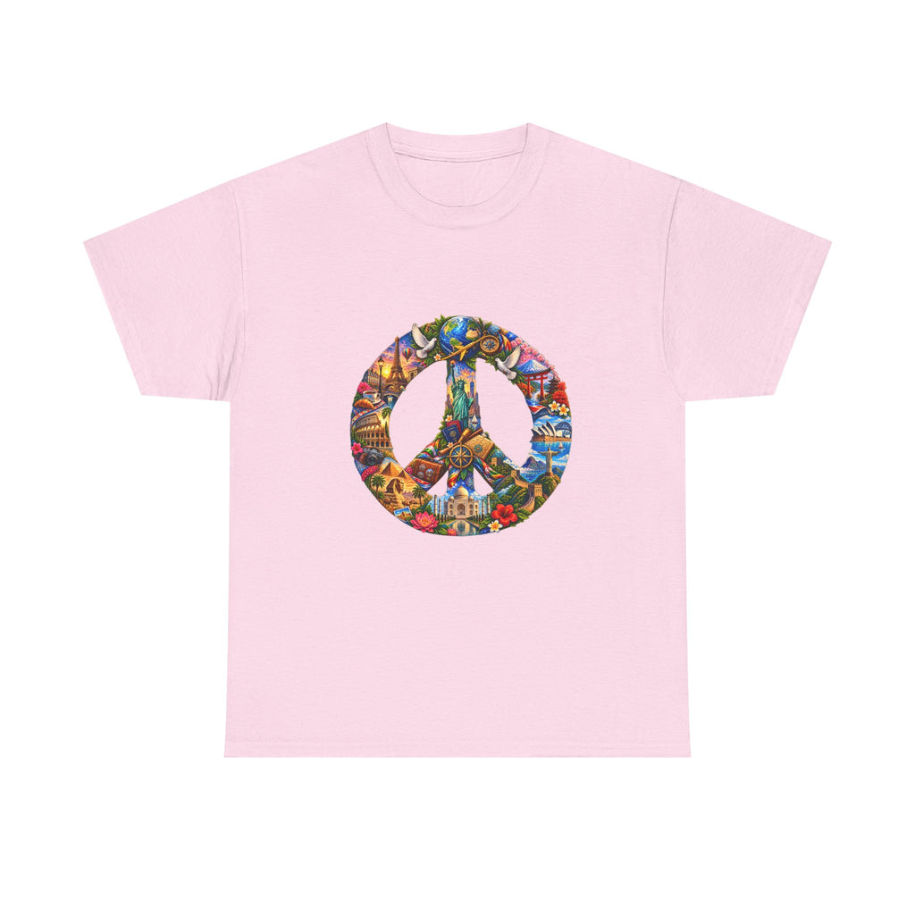 Peace Sign Graphic Tee — Colorful Psychedelic Peace Symbol T-Shirt. World Peace shirt